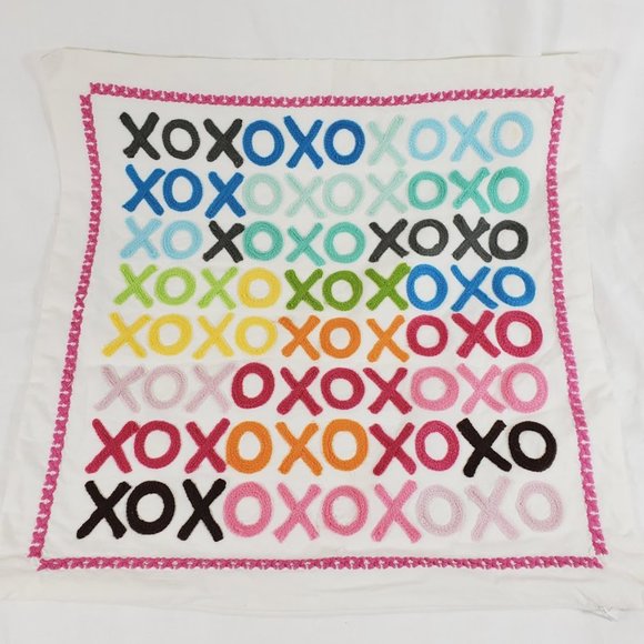 Pottery Barn Teen Rainbow XO Pillow Cover Love Hugs Kisses Valentine's Day - Picture 2 of 5